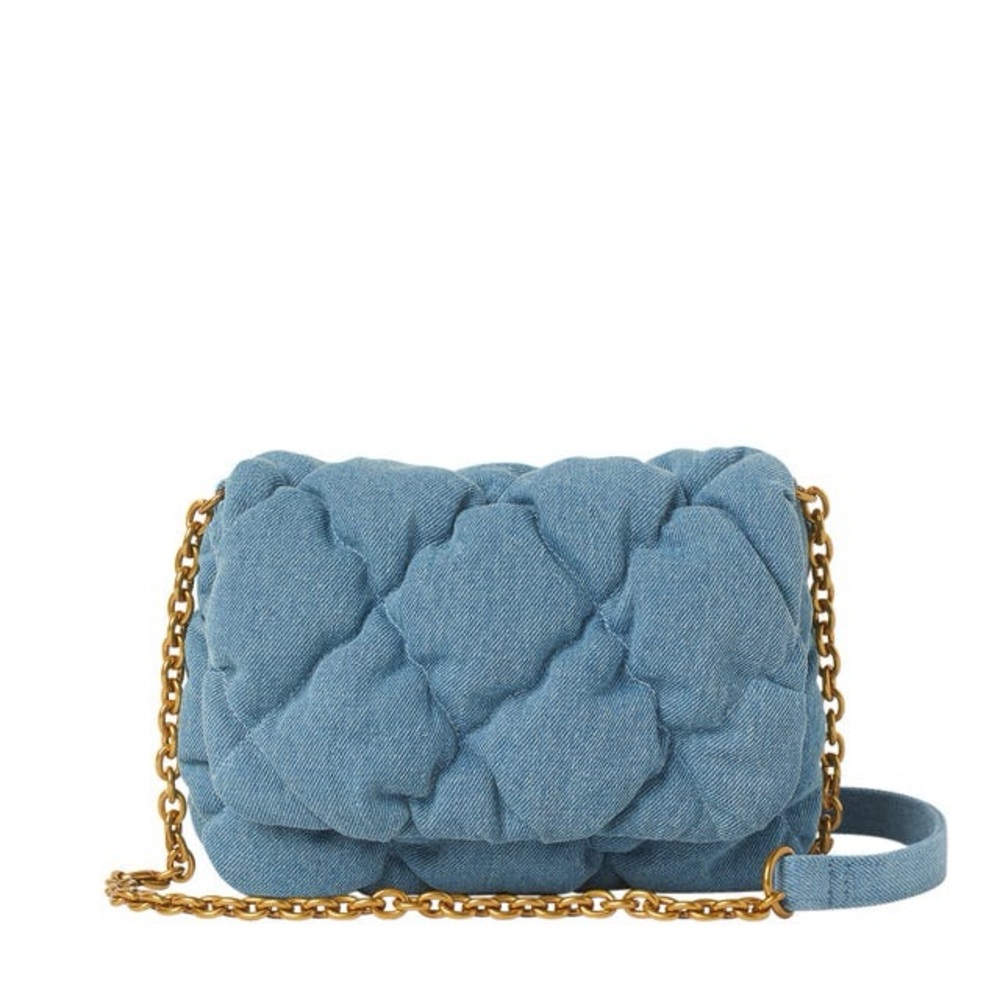 H&M x Brock Collection Small Denim Quilted Purse with Chain Shoulder Strap NWT
